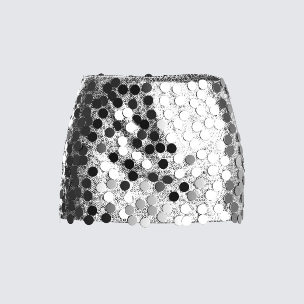 Silver Sequins Mini Skirt 🪩